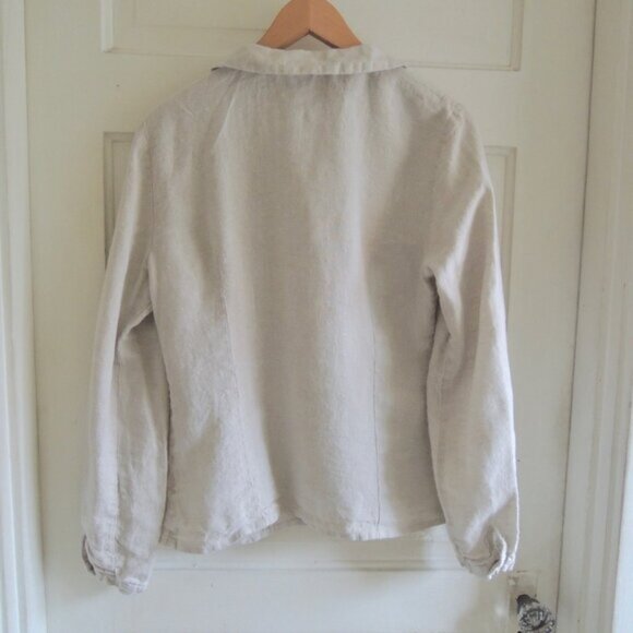 Son de Flor Tan 100% Linen Classic Shirt XL *Runs S - Picture 9 of 12